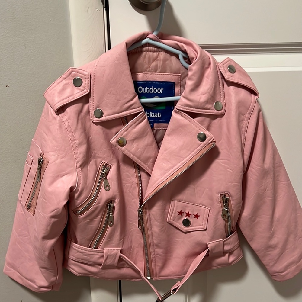 NWOT Girls Pink Leather Jacket size 3T